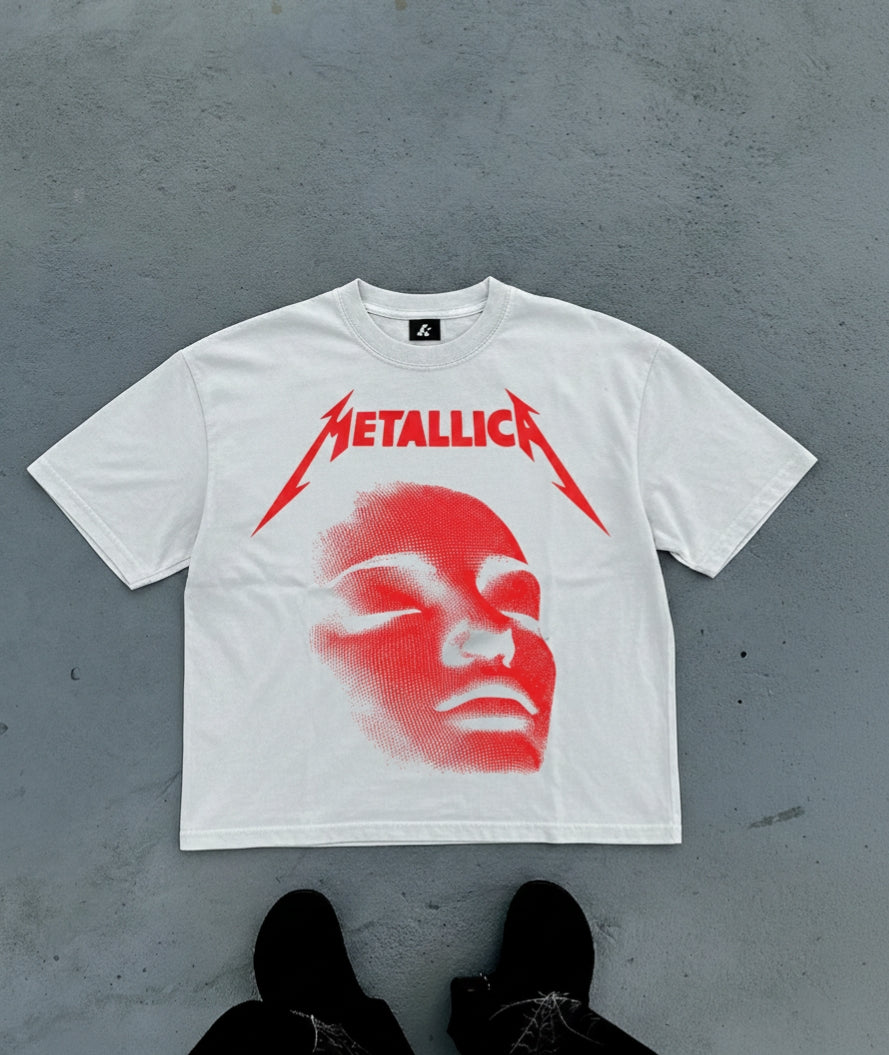 🔥 HOT SALE Red Halftone Face – Metalcore Street Tee 👕